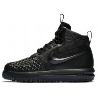Nike Air Force 1 Lunar Duckboot All Black с мехом
