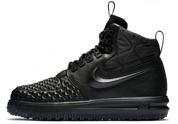 Nike Air Force 1 Lunar Duckboot All Black с мехом