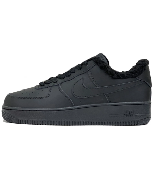 Nike Air Force 1 Low All Black с мехом