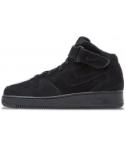 Nike Air Force 1 Mid Black с мехом